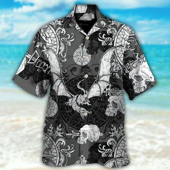 Dragon Aloha Hawaiian Shirt For Summer, Dragon Snorting Fire Gothic Nautical Compass And Baroque Hawaiian Shirts Outfit For Men Women, Dragon Lovers - Seseable