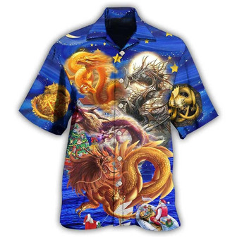 Dragon Christmas Aloha Hawaiian Shirt For Summer, Dragon Merry Christmas Enjoy The Night Hawaiian Shirts Outfit For Men Women, Dragon Lovers - Seseable