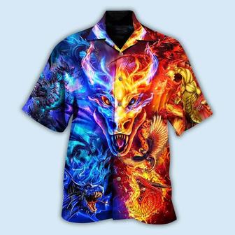 Dragon Fire And Water Aloha Hawaiian Shirt For Summer, Dragon Love Life Amazing Galaxy Sky Hawaiian Shirts Outfit For Men Women, Dragon Lovers - Seseable