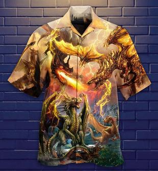Dragon Fire Combat Aloha Hawaiian Shirt For Summer, Dragon Fight To Defend The Territory Hawaiian Shirts Outfit For Men Women, Dragon Lovers - Seseable