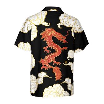 Dragon Hawaiian Shirt - Cool Chinese Dragon Black Red Cloud Hawaiian Shirt - Perfect Gift For Husband, Boyfriend, Friend, Family - Seseable