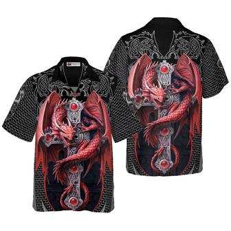 Dragon Hawaiian Shirt - Dragon Celtic Art 3D Hawaiian Shirt - Perfect Gift For Husband, Boyfriend, Friend, Family - Seseable