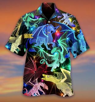 Dragon Neon Style Aloha Hawaiian Shirt For Summer, Dragon Love Life Hawaiian Shirts Outfit For Men Women, Dragon Lovers - Seseable
