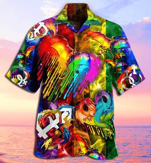 Dragon Rainbow Aloha Hawaiian Shirt For Summer, Dragon LGBT Heart Love Life Amazing Hawaiian Shirts Outfit For Men Women, Dragon Lovers - Seseable