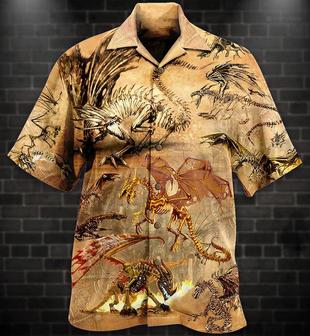 Dragon Skull Aloha Hawaiian Shirt For Summer, Dragon Skeleton Love Life Love Desert Hawaiian Shirts Outfit For Men Women, Dragon Lovers - Seseable