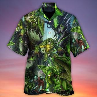Dragon Skull Hawaiian Shirt For Summer, Dragon Green Skull Love Art Style Hawaiian Shirts Outfit For Men Women, Dragon Lovers - Seseable