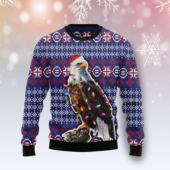 Eagle Christmas Light Ugly Sweater For Men And Women - Thegiftio UK