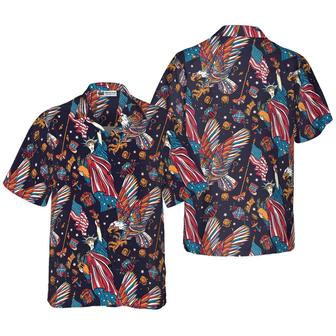 Eagle Hawaiian Shirt, Tattoo Style American Eagle Aloha Shirt For Men - Perfect Gift For Husband, Boyfriend, Friend, Family - Seseable