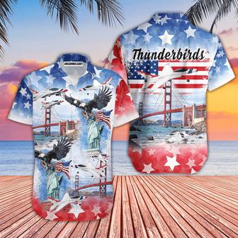Eagle Thunderbirds USAF Air Independence Day Happy The 4th Of July Aloha Hawaiian Shirts For Men Women, American Flag Hawaiian Shirt For Summer | Favorety