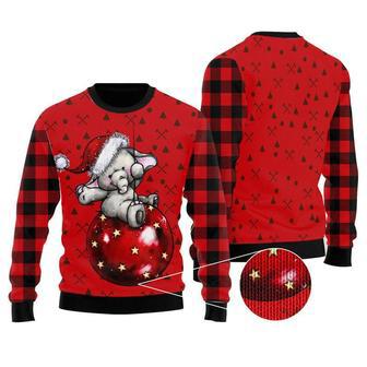 Elephant Cute Red Pattern Ugly Christmas Sweater For Men & Women | Favorety CA