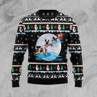 English Springer Spaniel Santa On Highway Ugly Christmas Sweater - Thegiftio UK