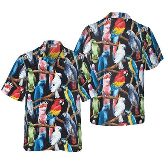 Exotic Parrots & Plant Leaves Hawaiian Shirt, Colorful Summer Aloha Shirts For Men Women, Perfect Gift For Husband, Wife, Boyfriend, Friend - Seseable