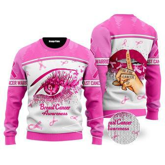 Eye And Lips Breast Cancer Awareness Ugly Christmas Sweater | Favorety CA