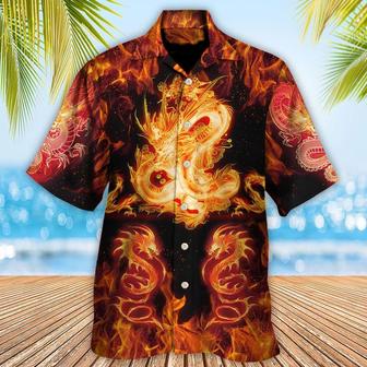Fire Dragon Aloha Hawaiian Shirt For Summer, Dragon And Fireball Madness Hawaiian Shirts Outfit For Men Women, Dragon Lovers - Seseable