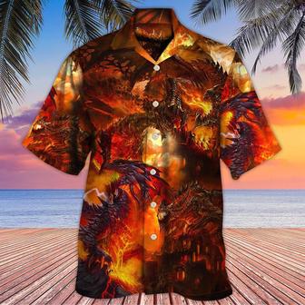 Fire Dragon Aloha Hawaiian Shirt For Summer, Dragon Red Style Hawaiian Shirts Outfit For Men Women, Dragon Lovers - Seseable