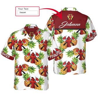 Firefighter Custom Name Hawaiian Shirt, Personalized Name Pineapple Seamless Pattern Aloha Shirt - Perfect Gift For Firefighter, Friend, Family - Seseable