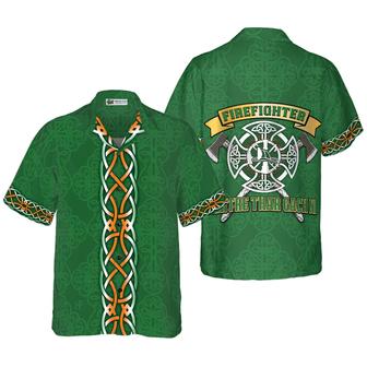 Firefighter Irish Braitre Thar Gach Ni Hawaiian Shirt, Green Cross Axes Irish Fire Dept, Colorful Summer Aloha Shirts Perfect Gift For Men Women - Seseable
