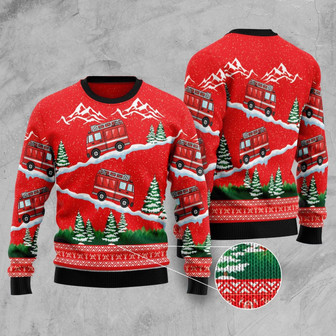 Firefighter Red Truck Christmas Ugly Sweater For Men And Women - Thegiftio UK