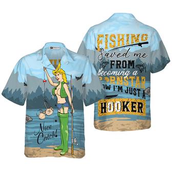 Fishing Hawaiian Shirt, Funny Fishing Saved Me Fishing Hawaiian Shirt, Colorful Summer Aloha Shirt For Men Women, Gift For Friend, Team, Fishers | Seseable CA