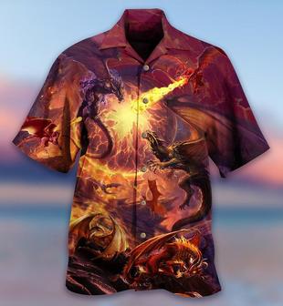 Flame Dragon Aloha Hawaiian Shirt For Summer, Dragon Fighting Together Love Life Hawaiian Shirts Outfit For Men Women, Dragon Lovers - Seseable