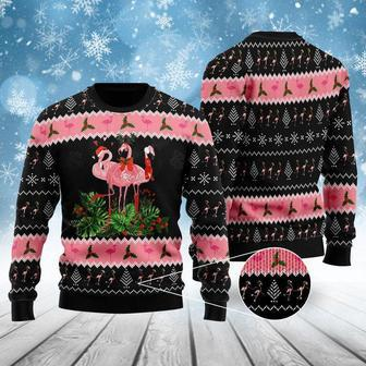 Flamingo Jingle Bell Tropical Ugly Christmas Sweater For Men & Women | Favorety