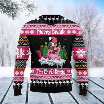 Flamingo Merry Drunk I'm Christmas Ugly Sweater For Men And Women - Thegiftio UK