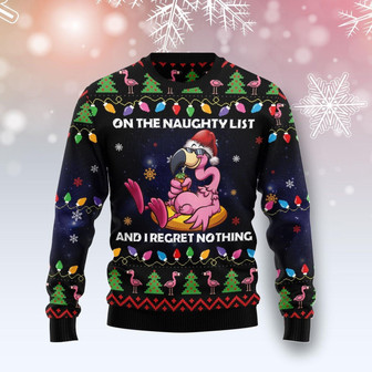 Flamingo On The Naughty List Ugly Sweater For Men And Women - Thegiftio UK