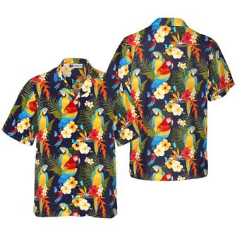 Flower And Parrot Hawaiian Shirt, Colorful Summer Aloha Shirts For Men Women, Perfect Gift For Husband, Wife, Boyfriend, Friend - Seseable