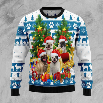 French Bulldog Greeting Ugly Christmas Sweater - Thegiftio UK