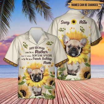 French Bulldog Hawaiian Shirt Custom Name, Sunflower Personalized Aloha Hawaiian Shirt, Perfect Gift For Dog Lovers, Dog Mom, Mother's Day | Seseable CA