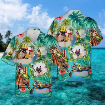 French Bulldog Hawaiian Shirt, Dog Surfing, Tropical Summer Aloha Shirt For Men - Perfect Gift For Dog Lovers, Husband, Boyfriend, Friend, Family - Seseable