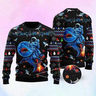 Funny Astronauts Ride A Shark In Space Ugly Sweater For Men & Women | Favorety CA