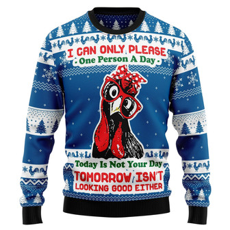 Funny Chicken Blue Christmas Ugly Sweater For Men And Women - Thegiftio UK