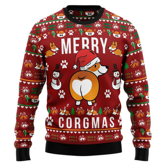 Funny Corgi Merry X-mas Christmas Ugly Sweater For Men And Women - Thegiftio UK