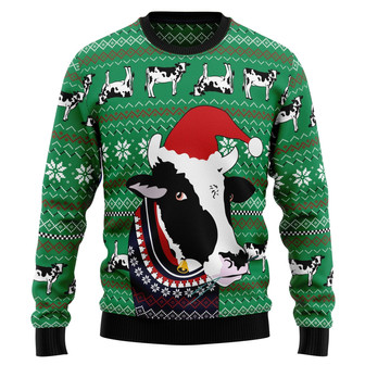 Funny Cow Christmas With Noel Hat Ugly Sweater For Men And Women - Thegiftio UK