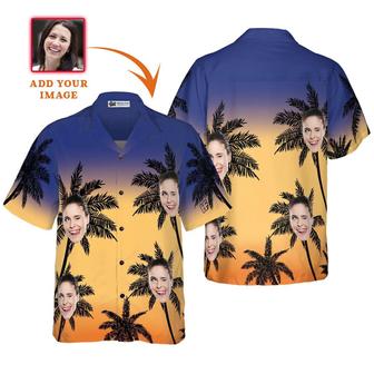 Funny Custom Face Palm Tree Pattern Hawaiian Shirt, Custom Photo Hawaiian Shirt - Personalized Summer Gifts For Men, Women | Seseable CA