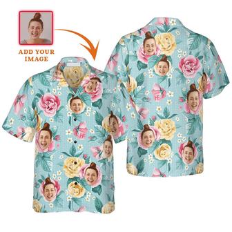 Funny Custom Face Rose Flower Pattern Hawaiian Shirt, Custom Photo Hawaiian Shirt - Personalized Summer Gifts For Men, Women | Seseable CA