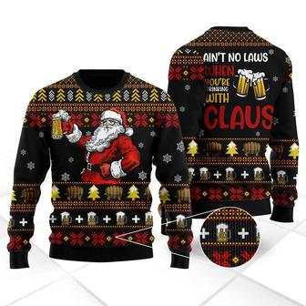 Funny Drinking With Claus Ugly Christmas Sweater For Men & Women | Favorety