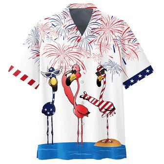Funny Flamingo Aloha Hawaiian Shirts For Summer, Independence Day Is Coming, Happy 4th of July Hawaiian Shirt For Men Women, Gift For Flamingo Lovers - Seseable