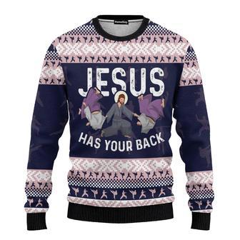 Funny Jesus Has Your Back Jiu Jitsu Ugly Christmas Sweater | Favorety AU