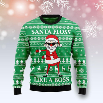 Funny Santa Claus Floss Green Ugly Sweater For Men And Women - Thegiftio UK