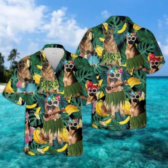German Shepherd Hawaiian Shirt, Tropical Summer Leaves Hawaiian Shirt For Men - Perfect Gift For German Shepherd Lovers, Husband, Boyfriend, Friend, Family - Seseable
