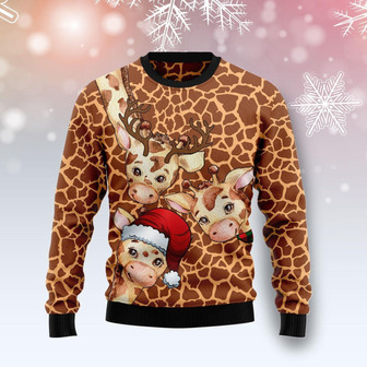 Giraffe Wears Noel Hat Funny Ugly Sweater - Thegiftio UK