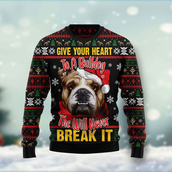 Give Your Heart Bulldog Funny Ugly Sweater - Thegiftio UK