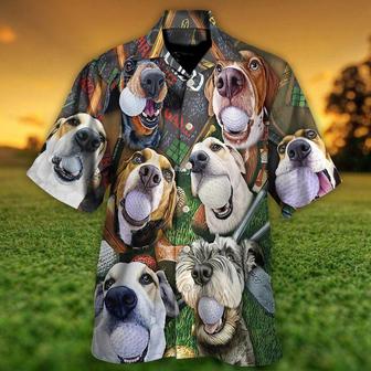 Gof Hawaiian Shirts - Golf Beach Sports, Cute Dogs Beach Hawaiian Shirt For Summer - Perfect Gift For Men, Golfer, Dog Lovers - Seseable