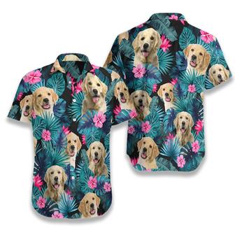 Golden Dog Hawaiian Shirt, Golden Tropical Aloha Shirt, Tropical Aloha Hawaiian Shirt - Gift For Men Women, Dog Lover, Friends, Family, Summer Lovers - Seseable