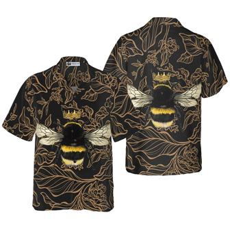 Golden Floral Bee Hawaiian Shirt, Summer Animals Aloha Shirts For Men Women, Perfect Gift For Husband, Wife, Boyfriend, Friend - Seseable