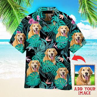 Golden Retriever Hawaiian Shirt Custom Photo, Dog Palm Leaves Tropical Personalized Hawaiian Shirt - Perfect Gift For Cat Lovers, Family, Friends - Seseable