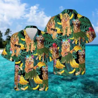Golden Retriever Hawaiian Shirt, Tropical Summer Leaves Aloha Shirt For Men - Perfect Gift For Golden Retriever Lovers, Friend, Family - Seseable