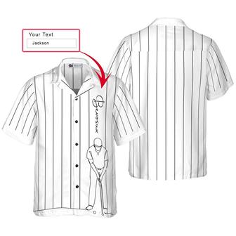 Golf Custom Aloha Hawaiian Shirt, White Version One Line Drawing Golfer Aloha Shirt, Golf Shirt For Summer - Perfect Gift For Men, Women, Golf Lover - Seseable